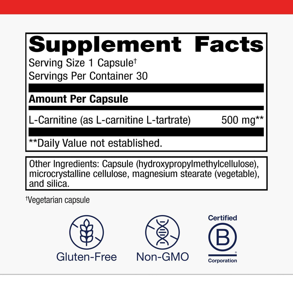 Metagenics L-Carnitine packaging box — clean, shelf-ready presentation.