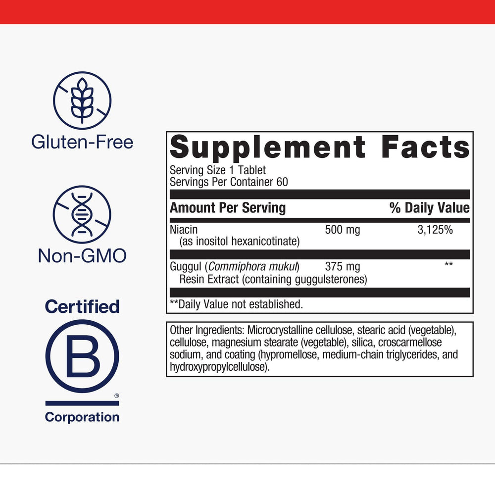 Metagenics Lipotain guggul resin extract on label indicates standardized lipid-support