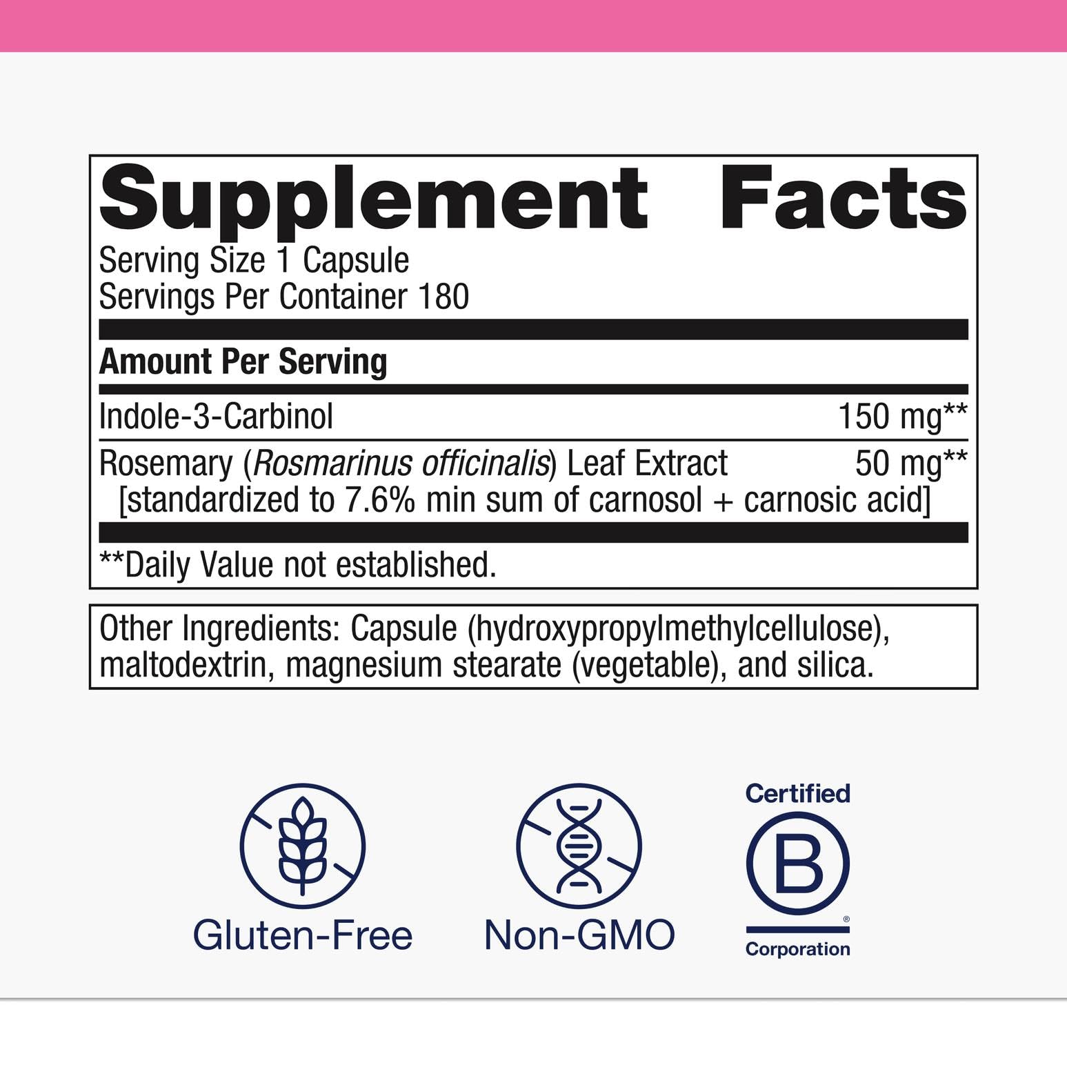 Metagenics Meta Indole-3-Carbinol packaging emphasizing vegan formula