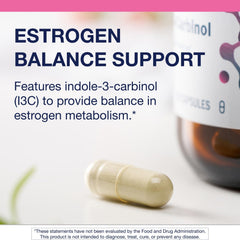 Metagenics Meta Indole-3-Carbinol label highlights non-GMO, gluten-free, vegan features.