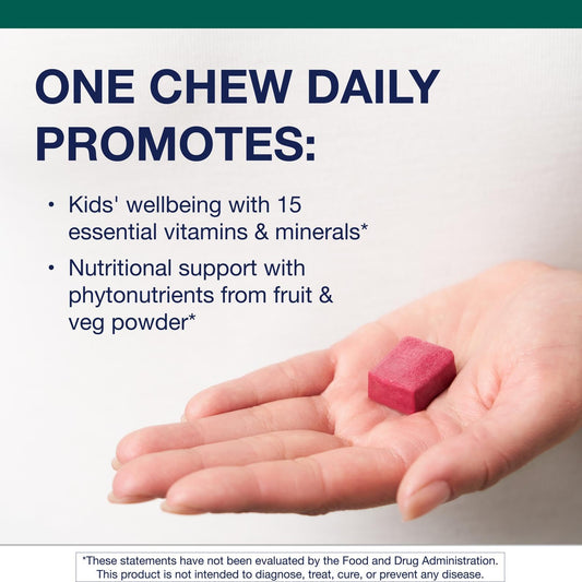 Closeup of Metagenics MetaKids grape-flavored soft chew texture