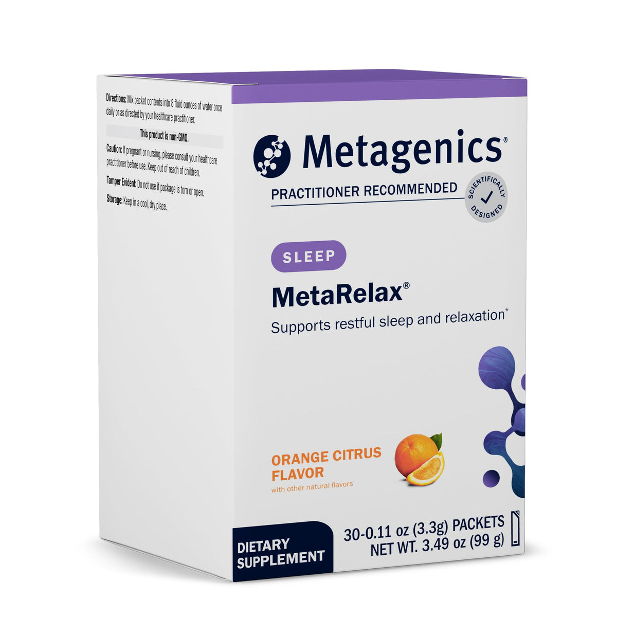 Metagenics MetaRelax bottle pour for easy nightly use and relaxation.