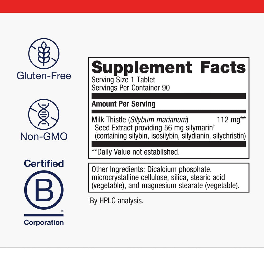 Metagenics Milk Thistle Extract label detail mentions Silybum Marianum seed extract.