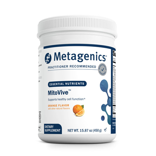 Metagenics MitoVive bottle with scoop for easy daily energy support