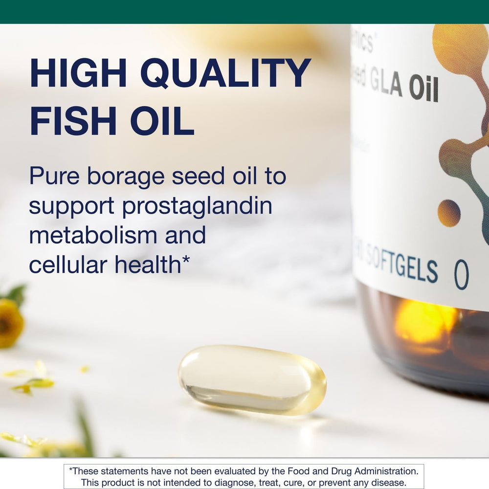 Metagenics OmegaGenics softgels poured for daily routine