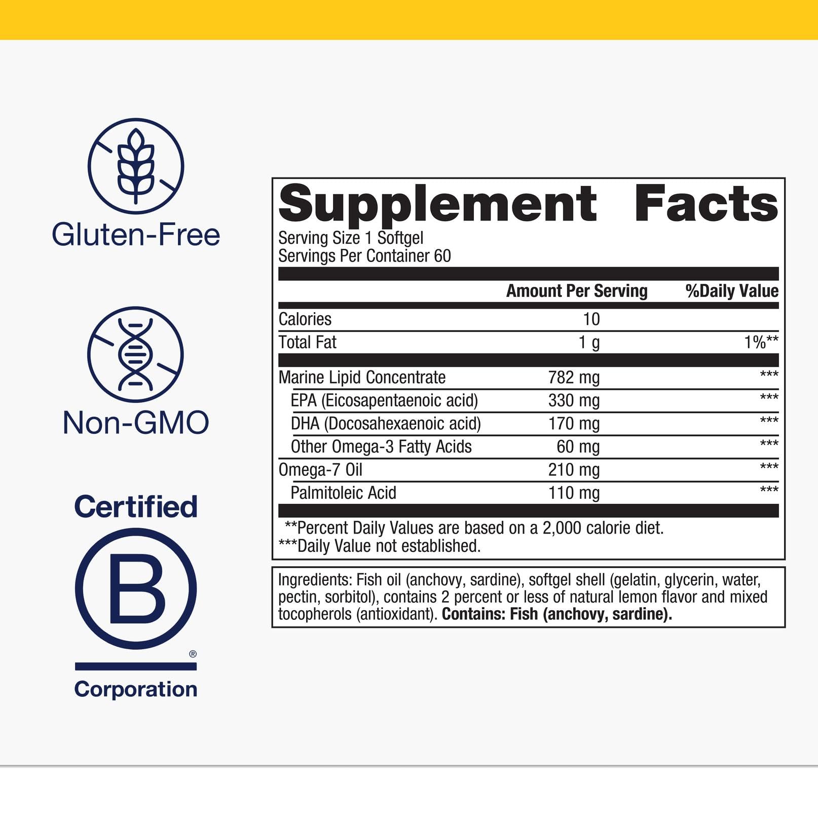 Metagenics OmegaGenics Mega 10 label closeup with product details