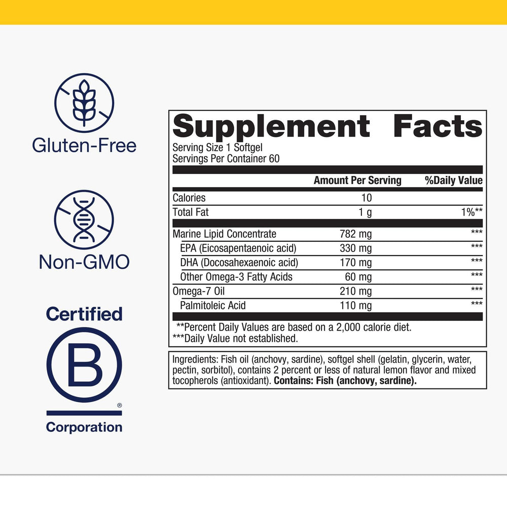 Metagenics OmegaGenics Mega 10 label closeup with product details