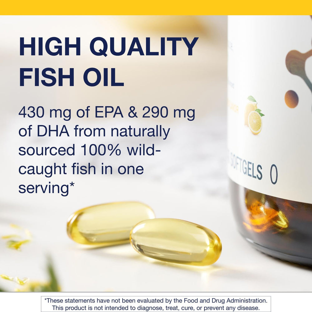 Metagenics OmegaGenics purity-testing label emphasizing contaminant screening and freshness