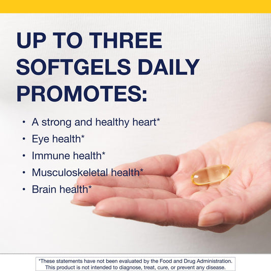 Close-up of Metagenics OmegaGenics softgels for daily omega-3 use