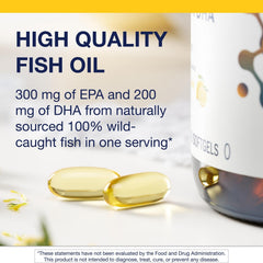 Metagenics OmegaGenics EPA-DHA 500 label with third-party testing emblem for trust.