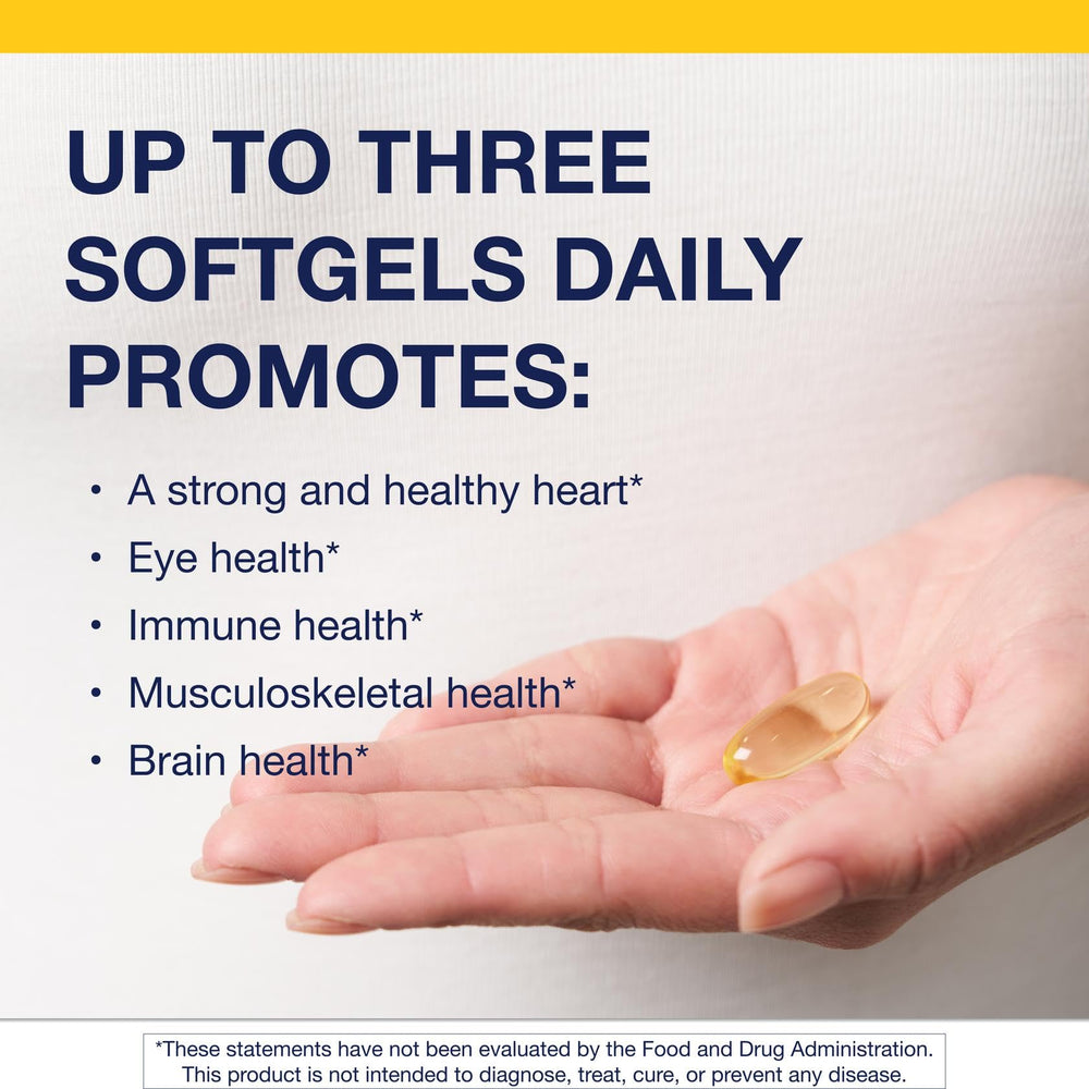 Softgels close-up highlighting purity and a smoother taste for easy daily use.