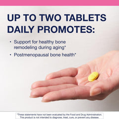 Metagenics Ostera tablets close-up highlighting daily dosage.