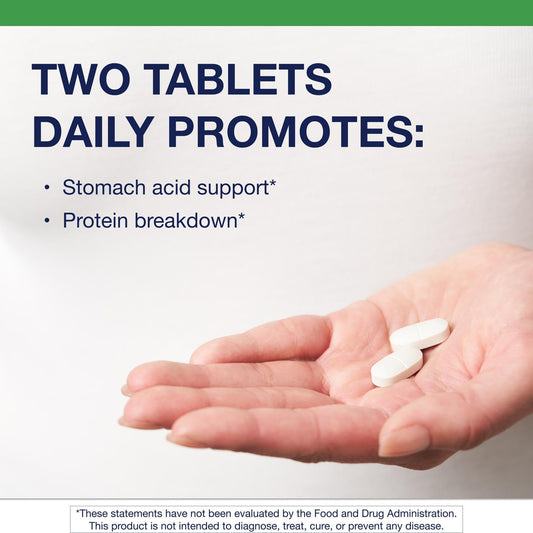 Metagenics SpectraZyme Betaine HCl with Pepsin bottle on shelf, gluten-free digestive aid.