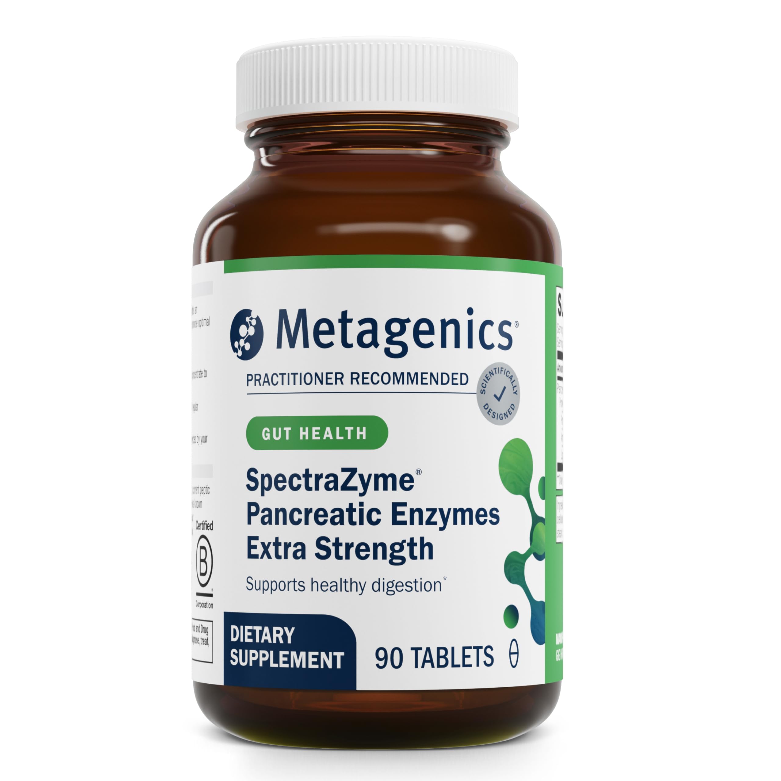 Metagenics SpectraZyme bottle front with high potency enzymes for digestion