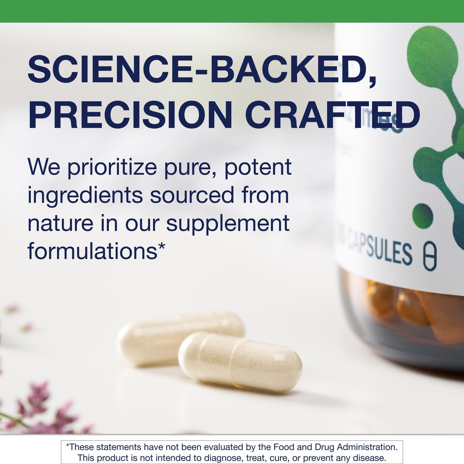 Metagenics SpectraZyme capsules close-up show vegan, gluten-free option.