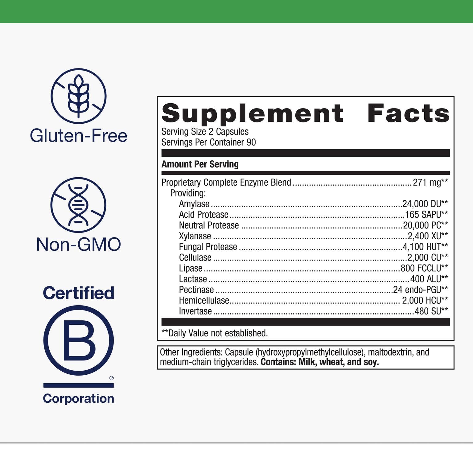 Metagenics SpectraZyme used with meals for easier digestion.