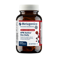 Metagenics SPM Active One Daily Softgel bottle for daily omega support and joint comfort.