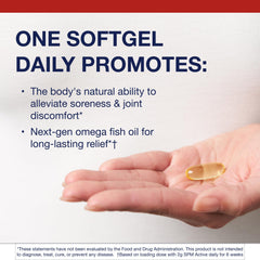 Metagenics SPM Active softgels closeup highlighting convenient daily use.