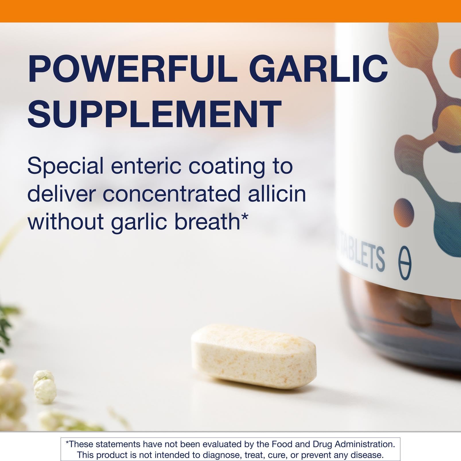 Metagenics SuperGarlic 6000 tablet dissolves in intestines to release allicin.