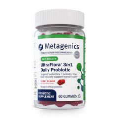 Metagenics UltraFlora 3 in 1 Gummies bottle supports convenient daily gut care.