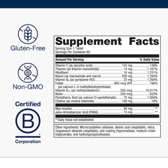 Metagenics B-Complex with folate, B6, and B12 may aid homocysteine metabolism and heart health.