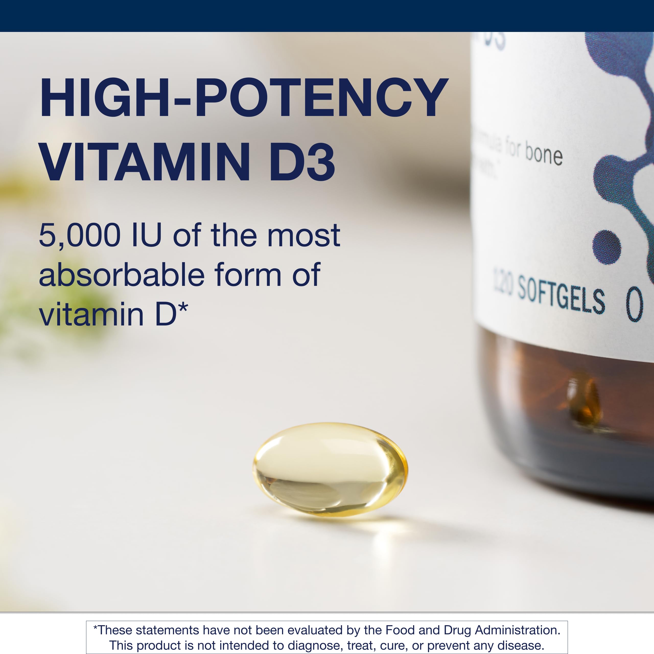 Close-up of Metagenics D3 label showing potency and quality