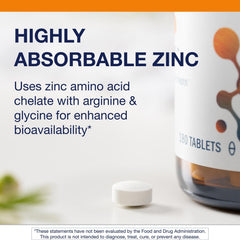 Front view of Metagenics Zinc A.G. label showing product name and chelate details