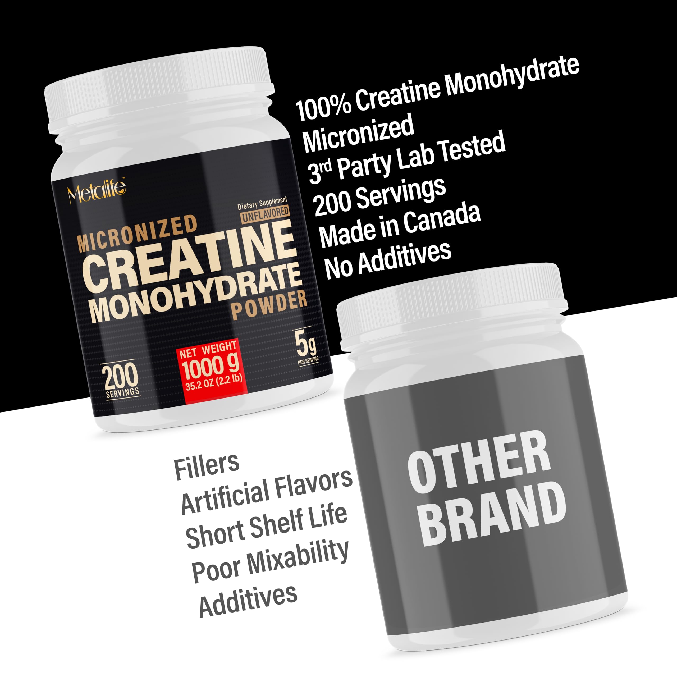 METALIFE creatine monohydrate powder in glass dissolves smoothly in water