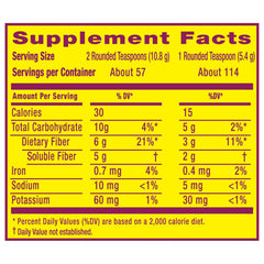 Metamucil bottle front view reinforces brand trust and powder versatility.