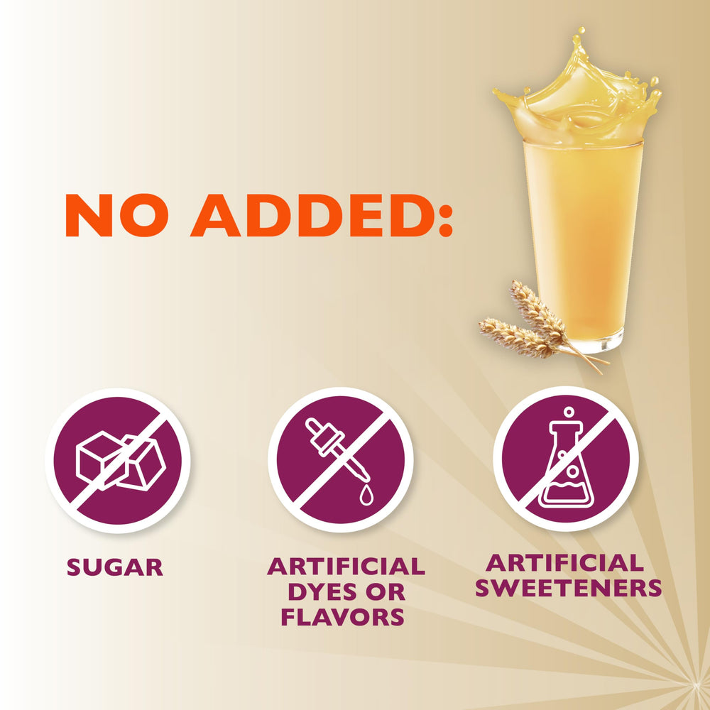 Metamucil bottle pour close up shows easy mixing with beverages.