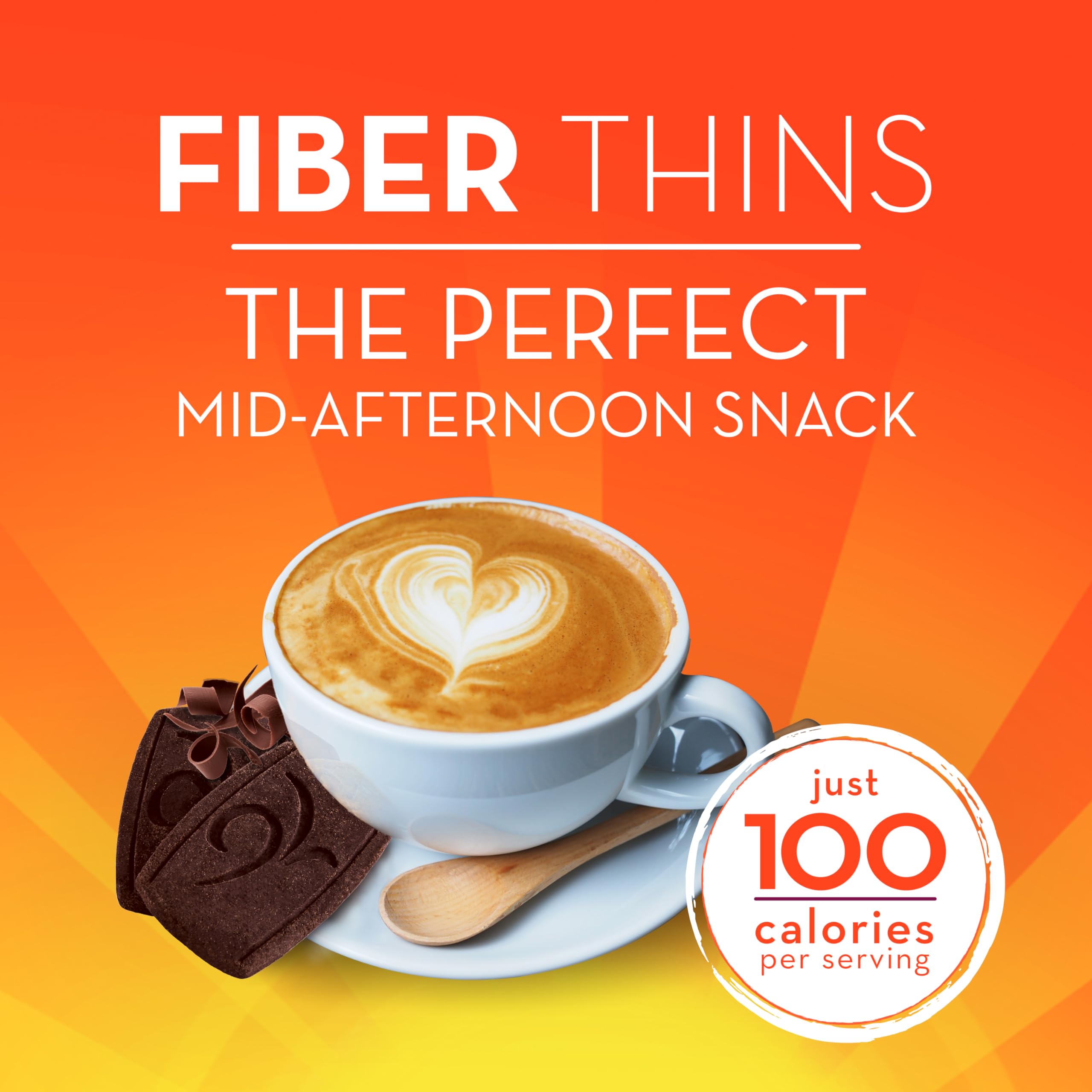 Metamucil Chocolate Fiber Thins closeup highlighting fiber content and convenient packaging