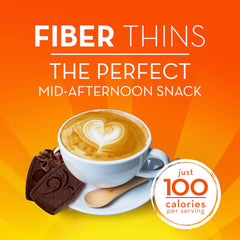 Metamucil Chocolate Fiber Thins closeup highlighting fiber content and convenient packaging