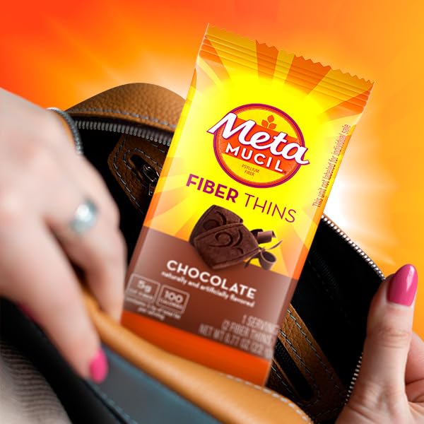 On-shelf display with Metamucil Chocolate Fiber Thins appealing to busy individuals
