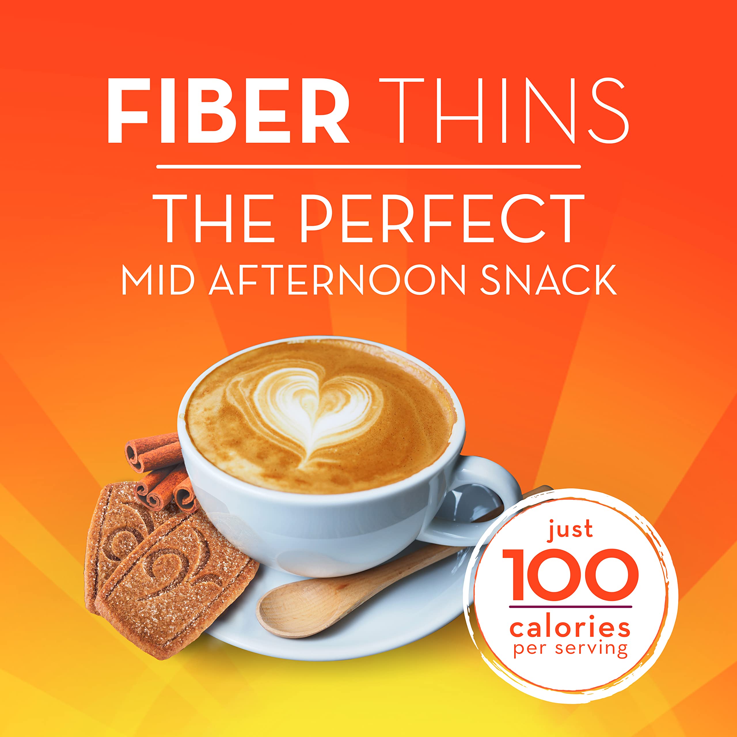 Metamucil Cinnamon Spice Fiber Thins closeup highlights 5g fiber per serving.