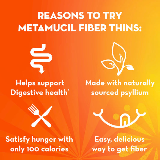 Metamucil Cinnamon Spice Fiber Thins snack pack helps curb hunger between meals.
