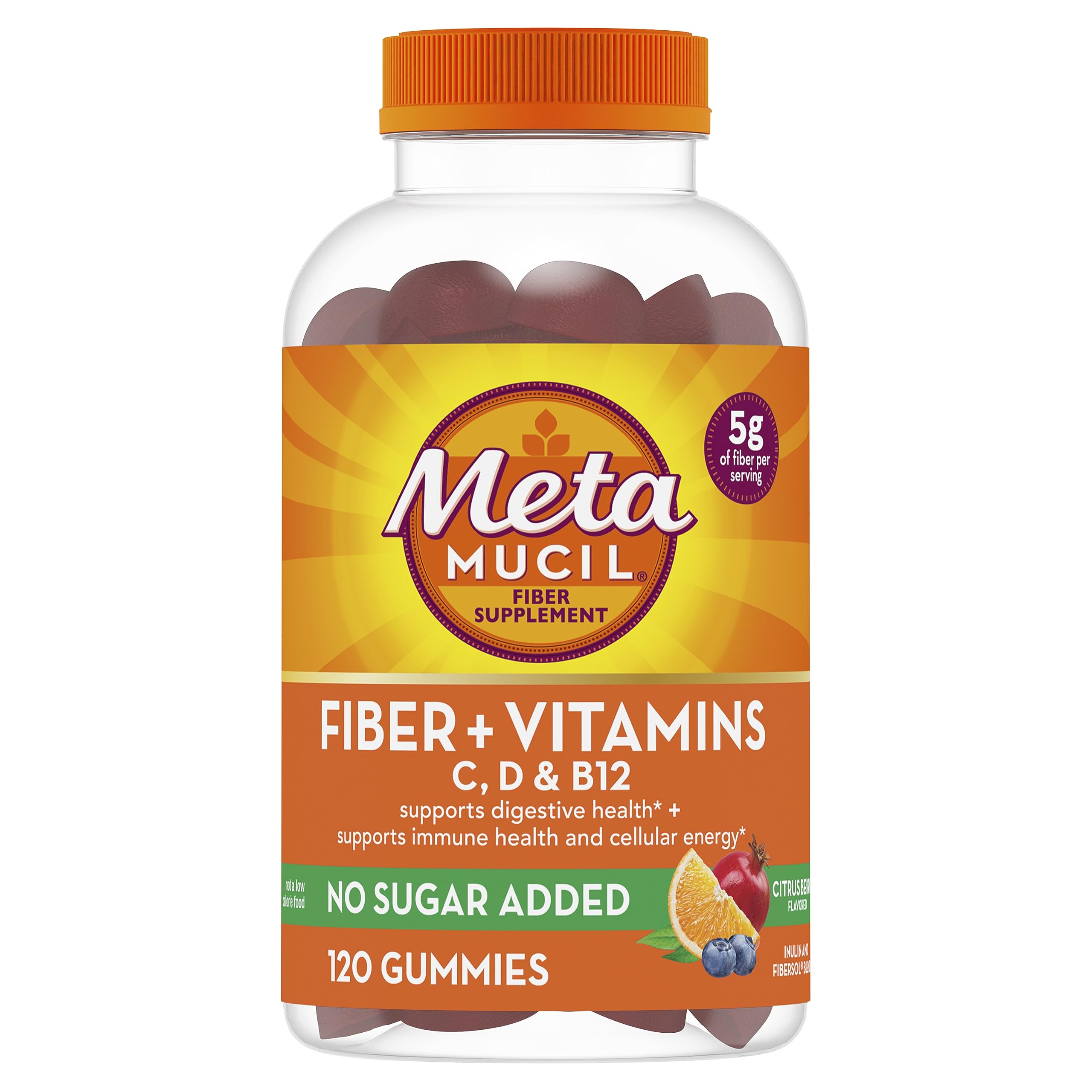 Metamucil Fiber Gummies Citrus Berry bottle for convenient daily fiber intake.