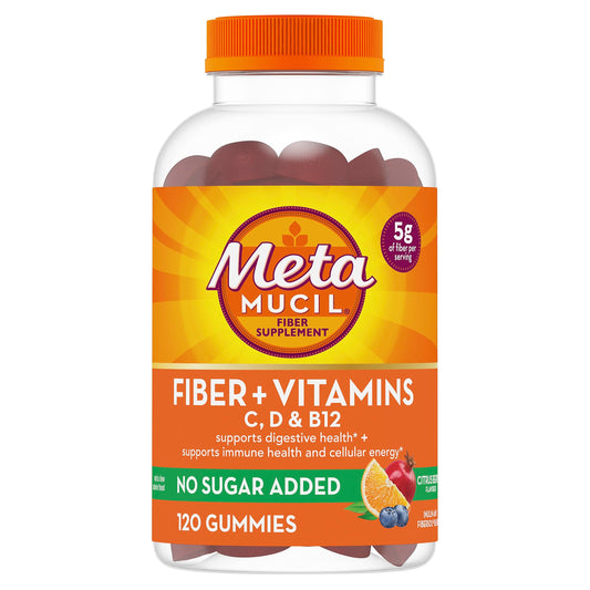 Metamucil Fiber Gummies Citrus Berry bottle for convenient daily fiber intake.