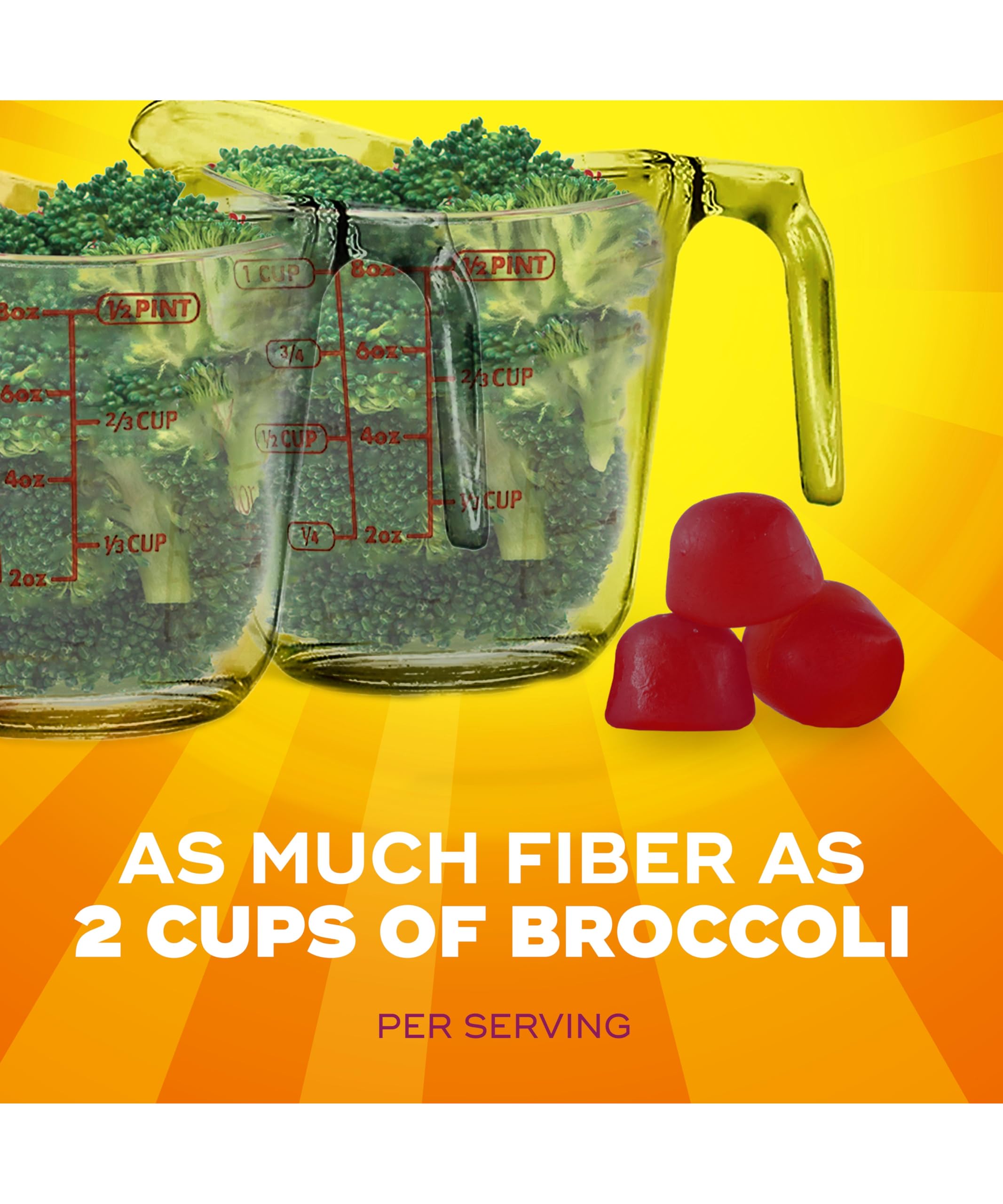 Serving plate with Metamucil gummies demonstrates easy daily use.