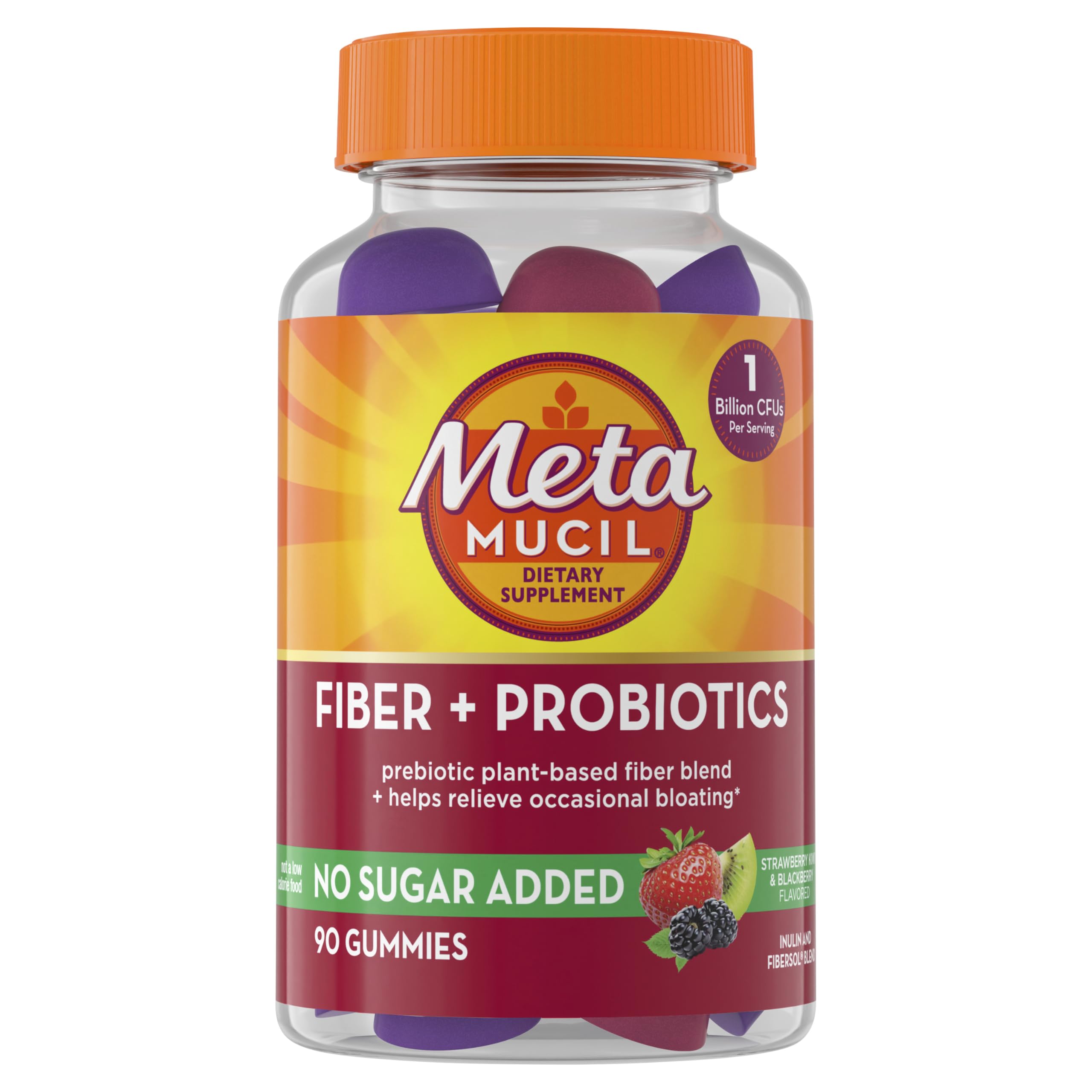 Metamucil Fiber Gummies Strawberry Kiwi bottle for easy daily fiber support.