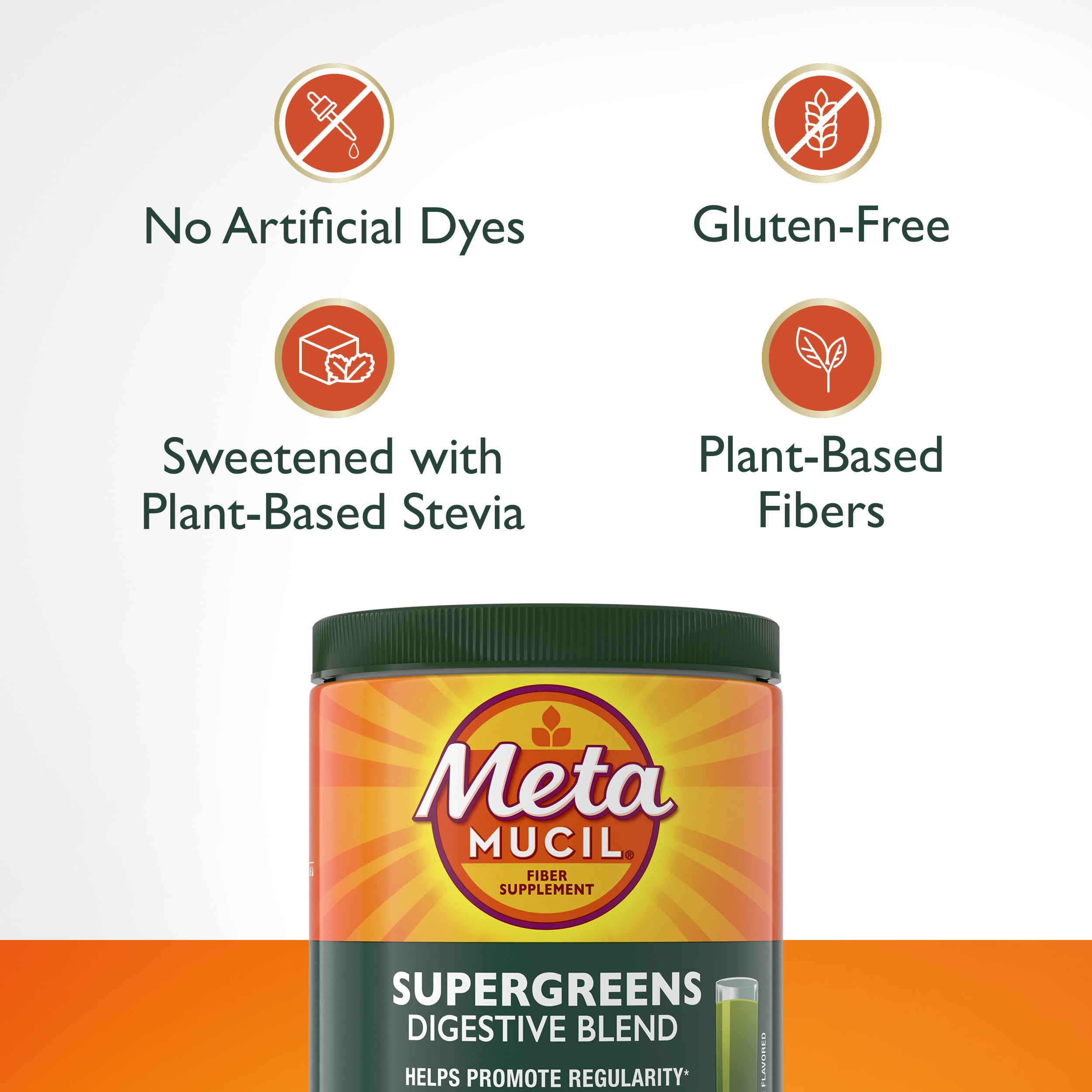 Metamucil Greens scoop showing precise daily fiber measurement.