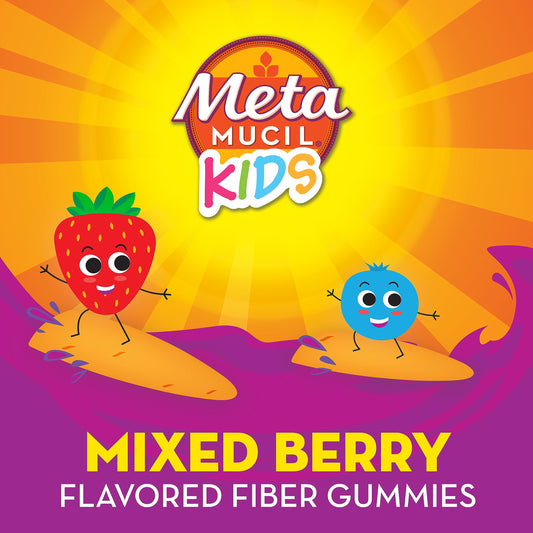 Close-up of Metamucil Kids Gummies in mixed berry, kid-friendly texture.