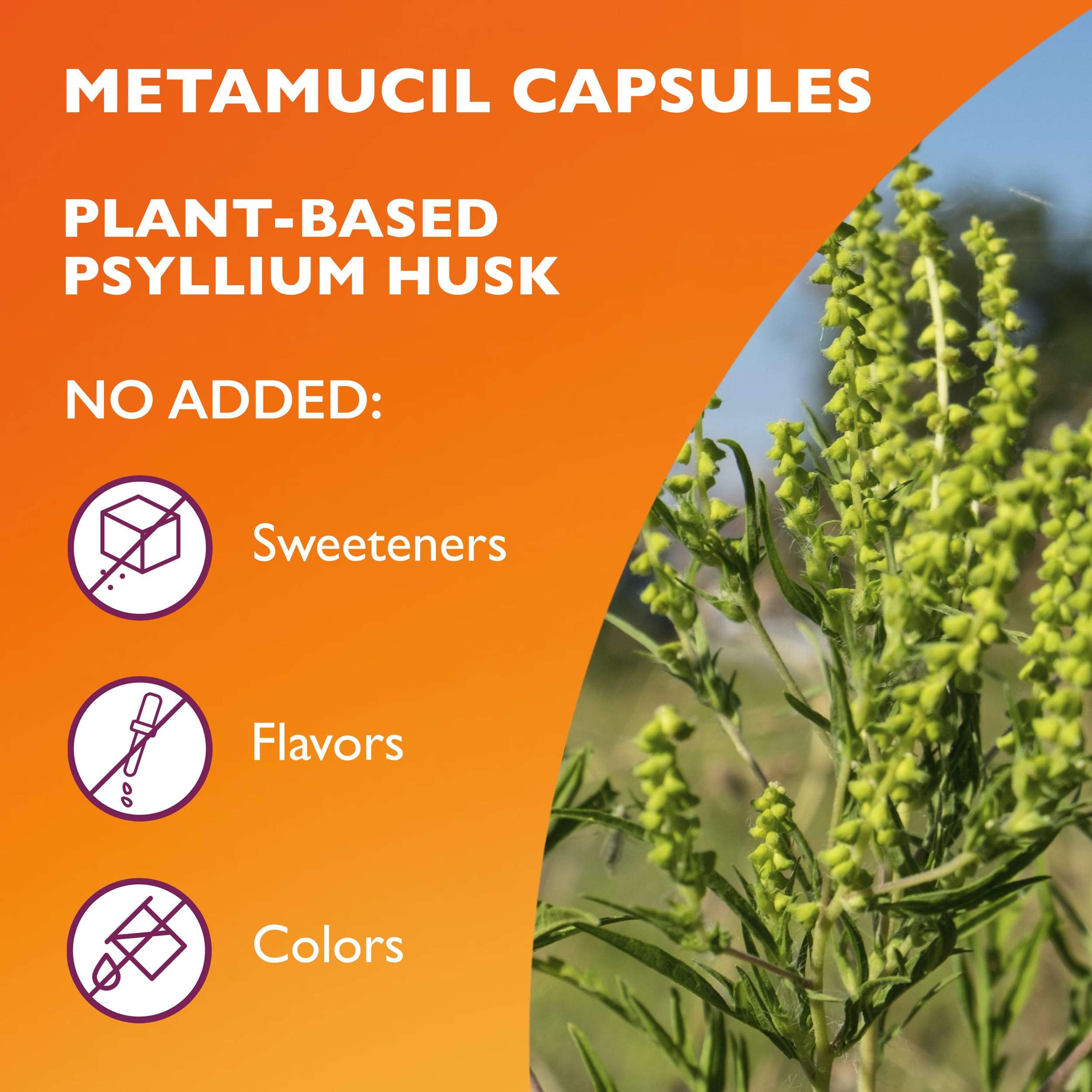 Metamucil measuring scoop with bottle emphasizes portion control for consistent daily intake.
