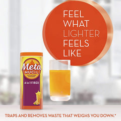 Metamucil mixing with water demonstrates easy preparation.