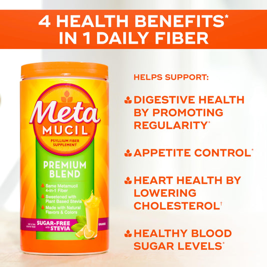 Metamucil Premium Blend psyllium husk powder ready to mix for fiber intake