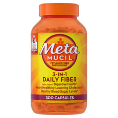Metamucil psyllium husk capsules bottle for daily digestive health and regularity