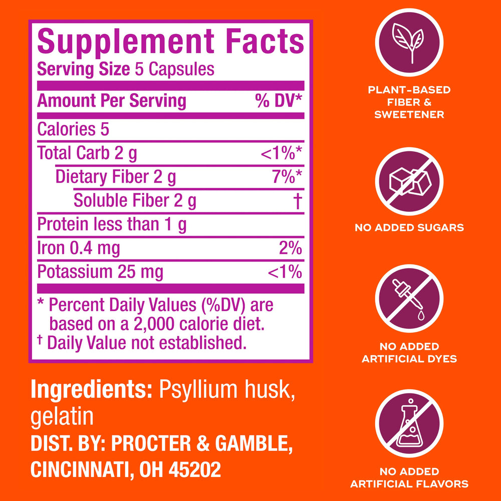 Metamucil capsules pour for easy daily fiber intake and routine