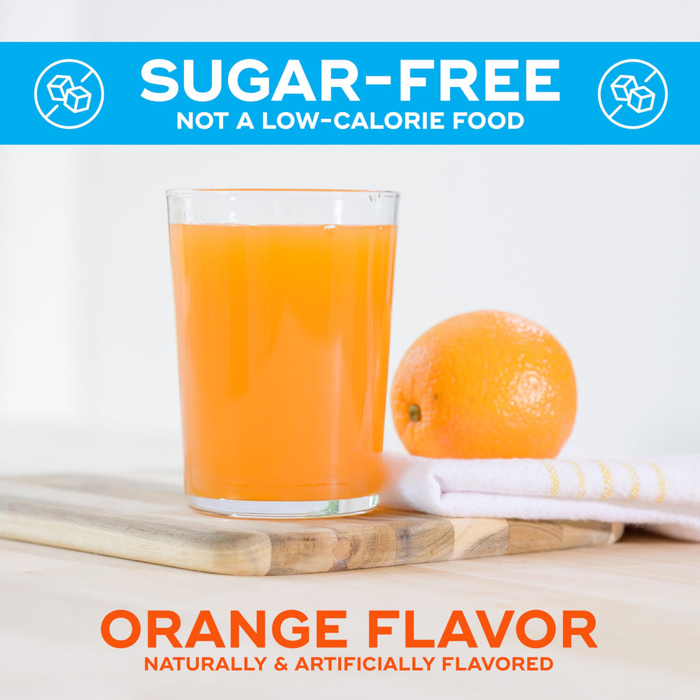 Metamucil sugar-free orange powder ready to blend with water