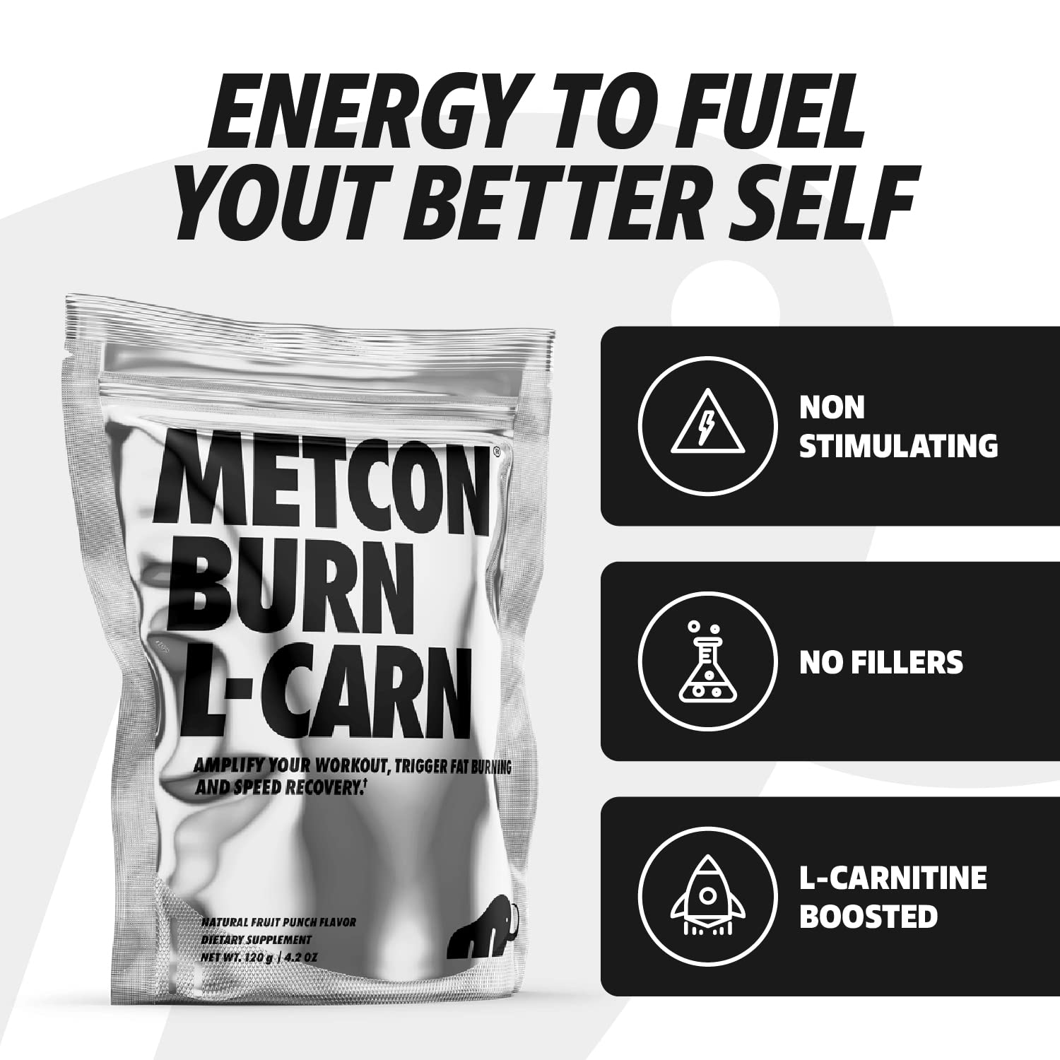 MetCon L-Carn Pre Burn packaging on the shelf for easy pickup.