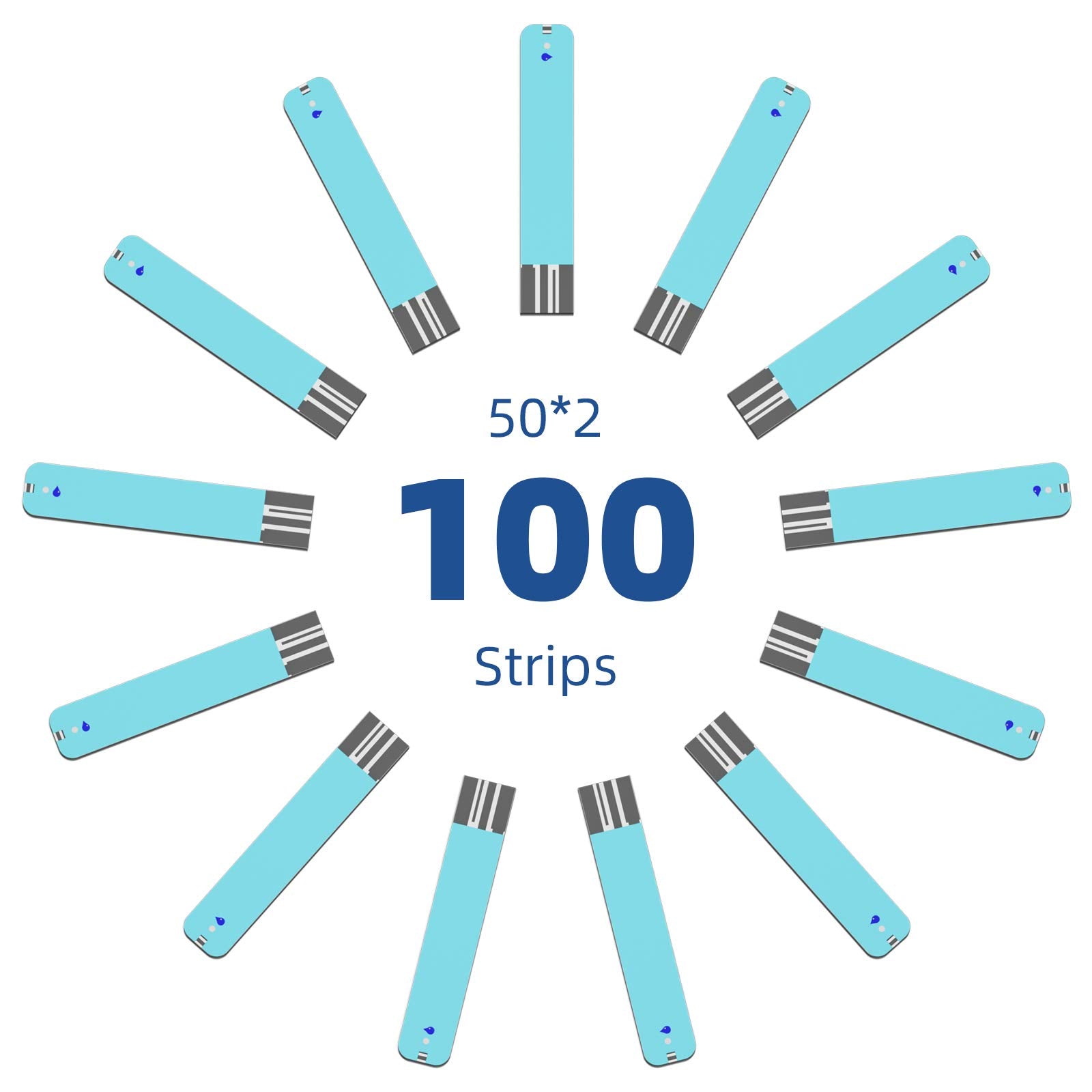 Metene TD-4116 strips closeup with fresh blood sample for rapid testing