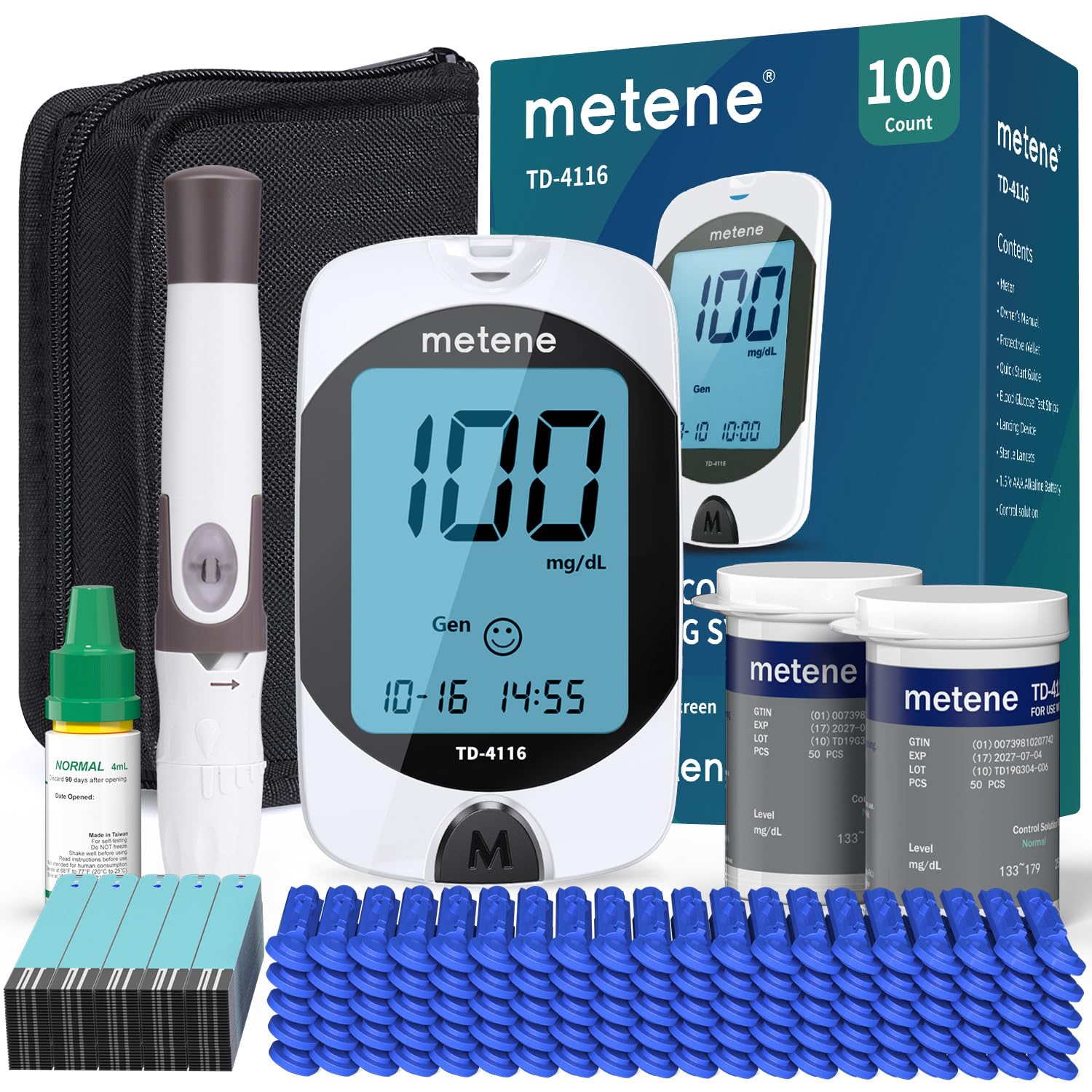Metene TD-4116 blood glucose meter with fast 7-second readings for daily monitoring.